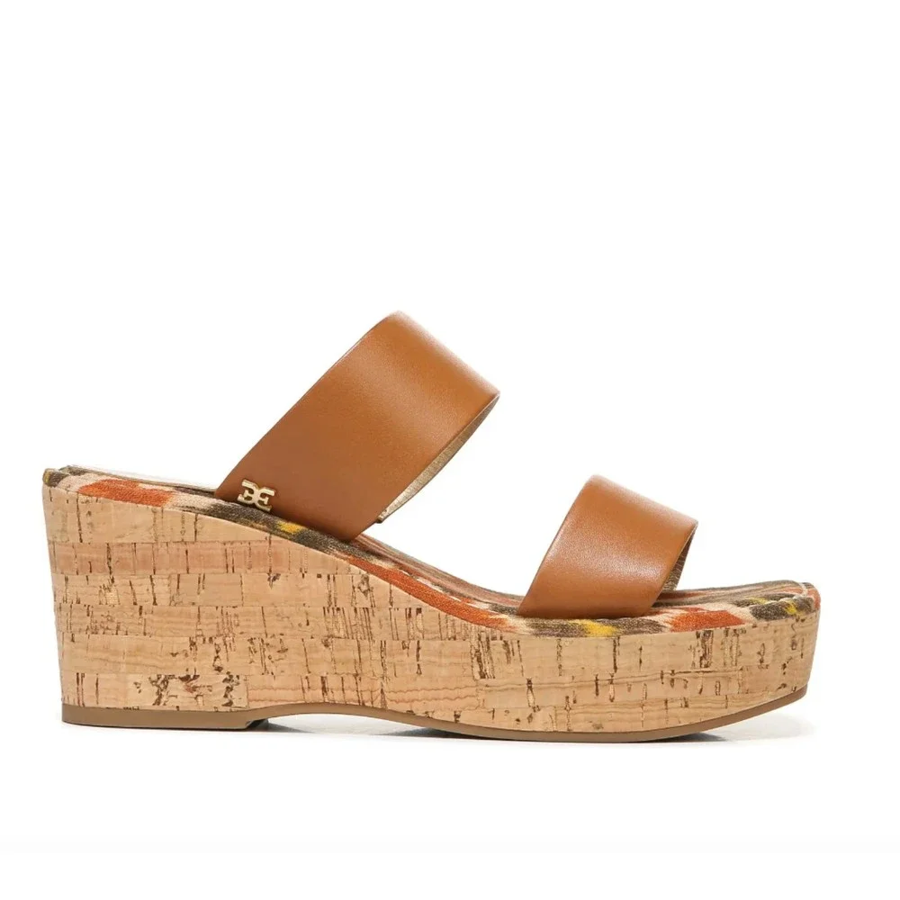 Sam Edelman Alissa Saddle Leather Cork Wedge Sandals size 9M NEW with box - Picture 6 of 12